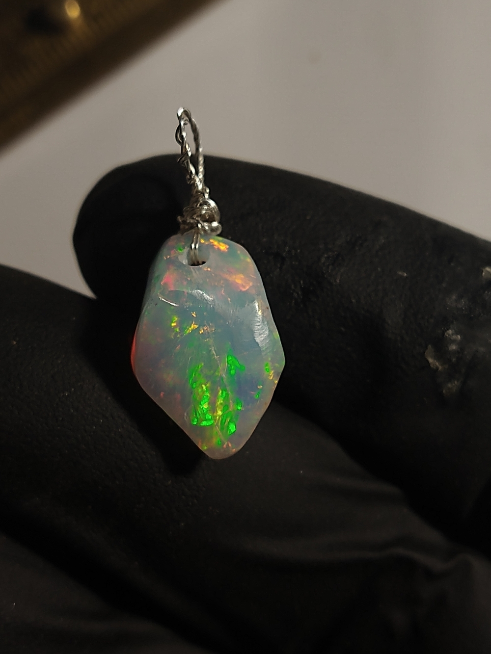 Beautiful high grade natural crystal opal sterling silver pendant
